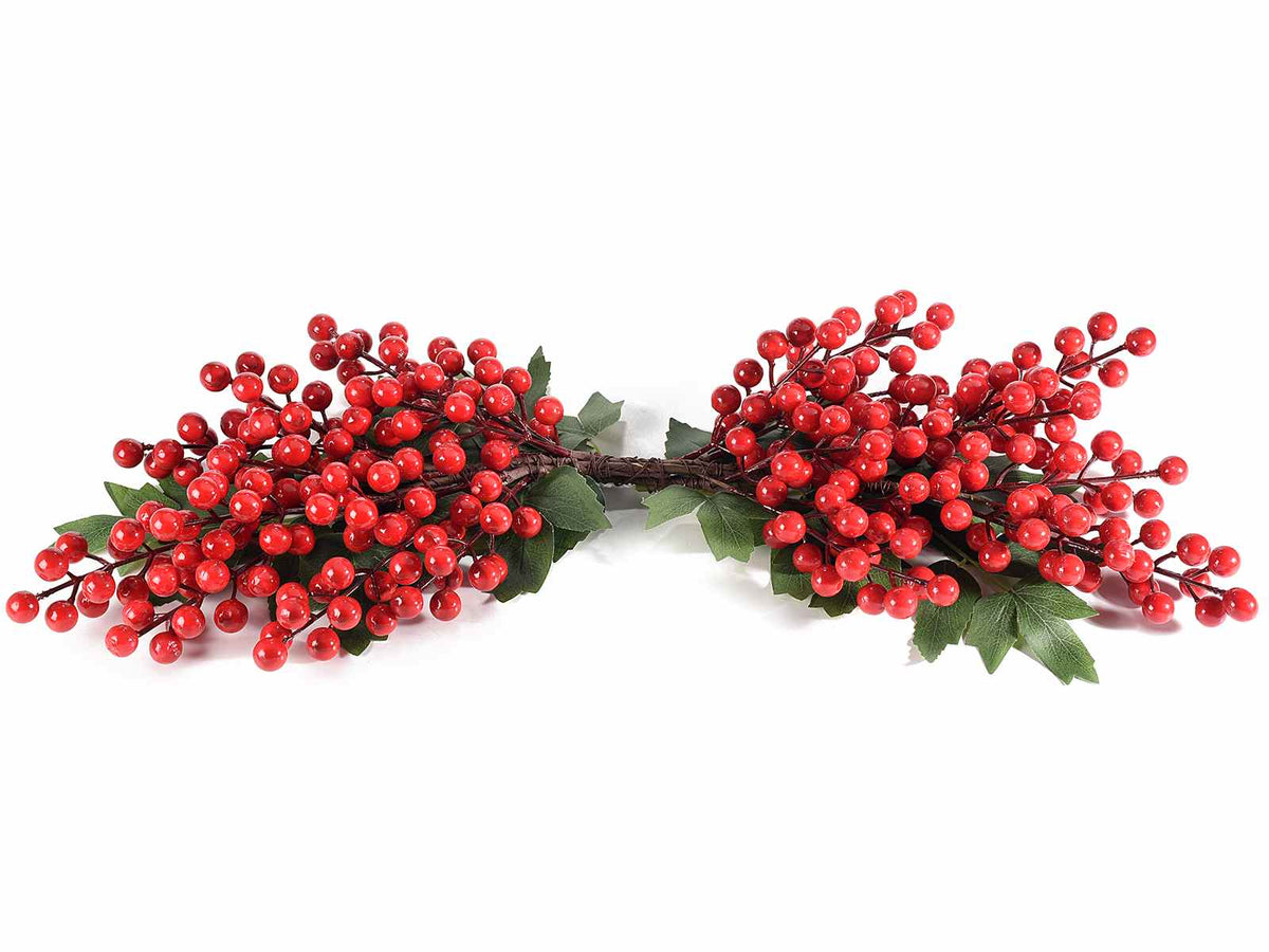 Fascina natalizia per centrotavola di bacche rosse artificiali, set da 2 pezzi, cm 53,5