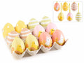 Uova di Pasqua in plastica colorate dipinte a mano da appendere in espositore, set da 4 pezzi, Ø 4 cm x 6 H