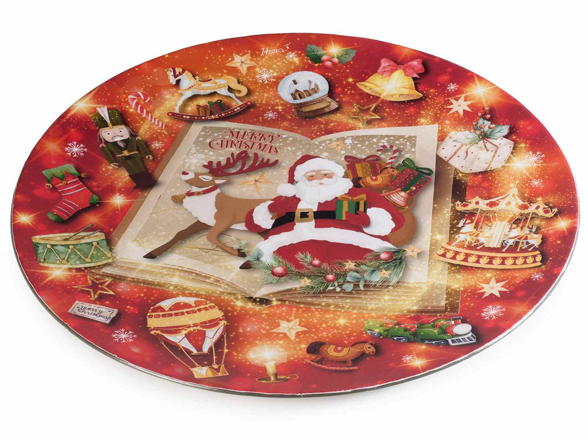 Sottopiatto tondo in plastica rigida con stampa natalizia, set da 12 pezzi, Ø 33 cm