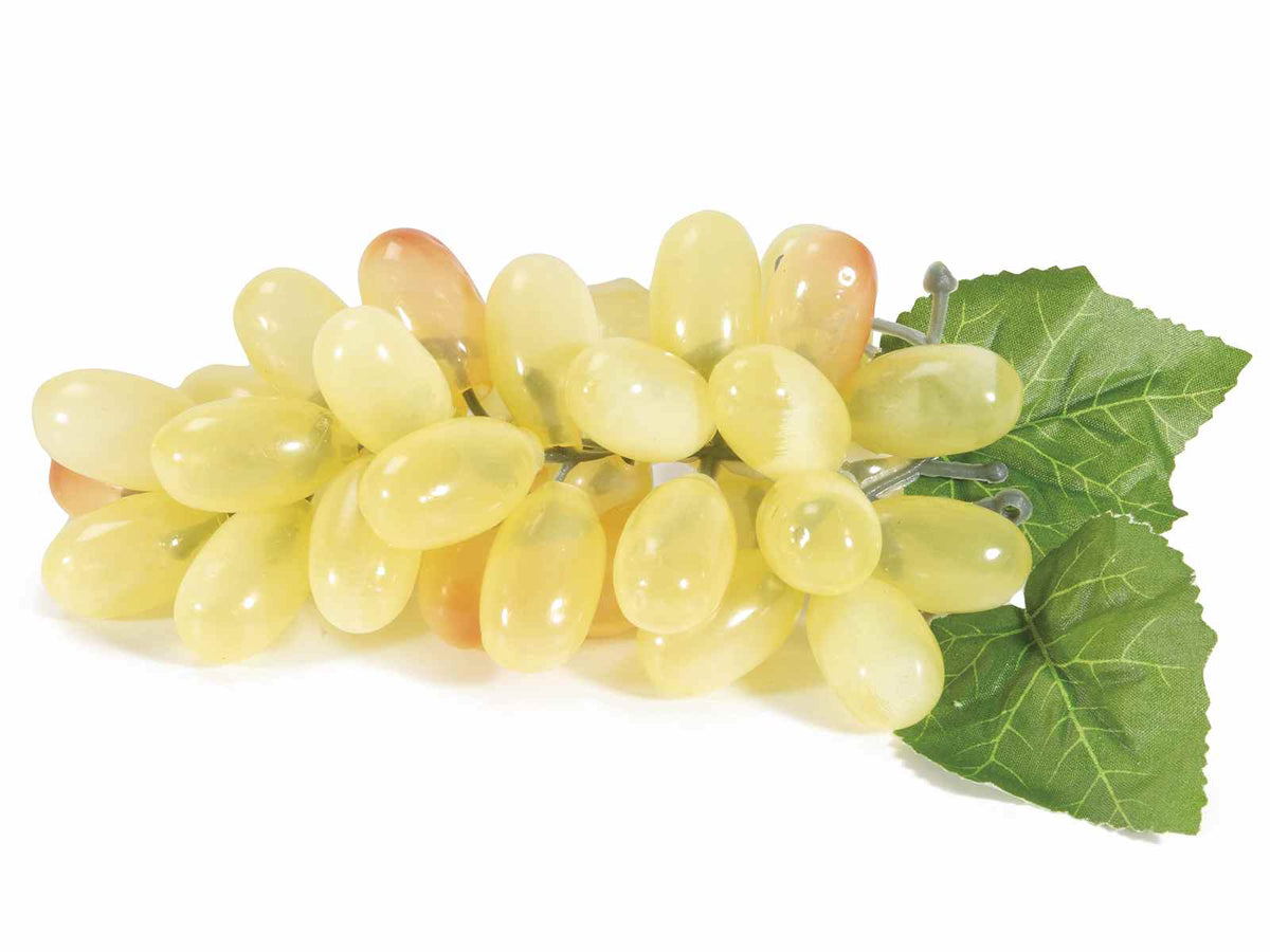Grappoli di uva bianca decorativa artificiale con foglie ideale, set da 8 pezzi, cm 16 H