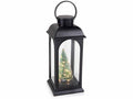 Lanterne effetto metallo con alberello e luci LED, set da 3 pezzi, cm12,5x12,5x30H(con gancio36)