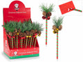 Penne di Natale a sfera con pigne e campanelle in espositore da 24 pezzi, set da 24 pezzi, cm 22 H - Inchiostro: nero