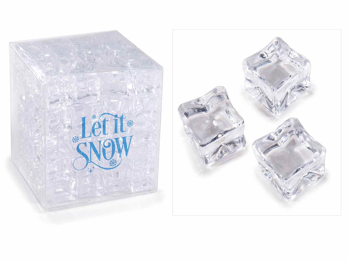 Cubetti di ghiaccio artificiale trasparenti decorativi in scatola da 80 pezzi, set da 2 pezzi, Cubetto: cm 2 x 2 x 2 H