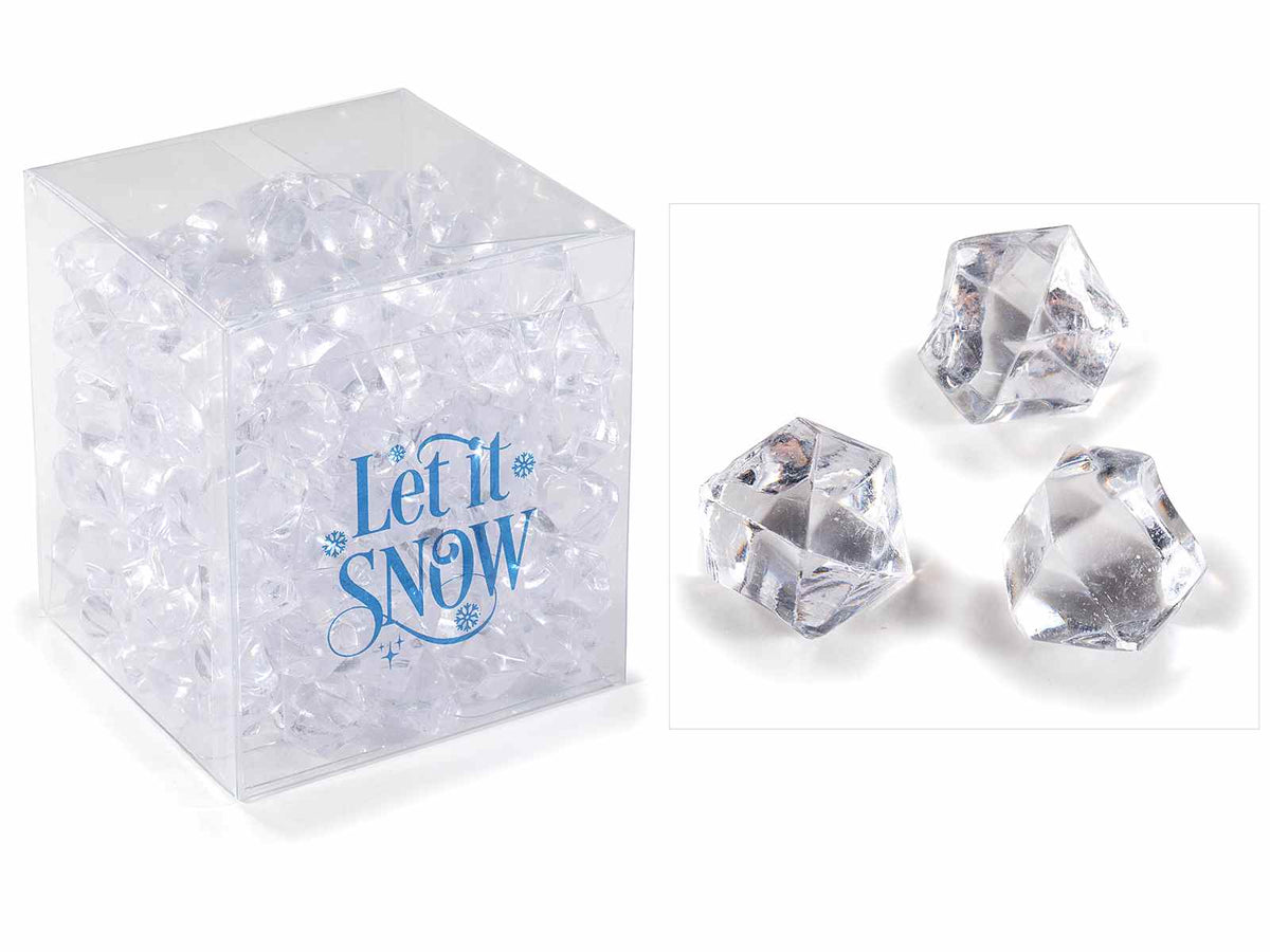 Cubetti di ghiaccio artificiale trasparenti decorativi in scatola da 150 pezzi, set da 2 pezzi, Cristallo: cm 1,5 H
