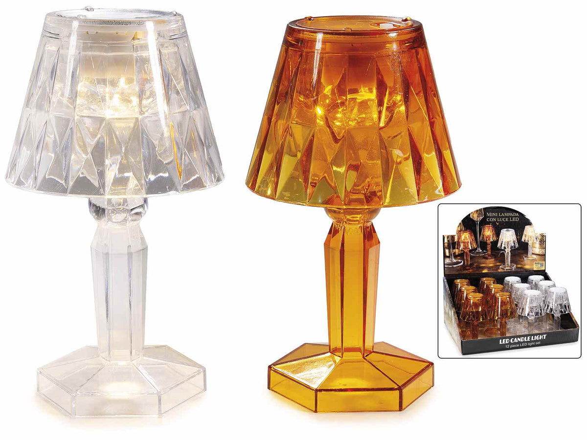 Lampade mini / centrotavola abat-jour in plastica con luce LED da appoggiare, set da 12 pezzi, Ø 6,5 cm x 12 H