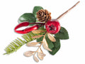 Mazzolini pick di Natale con melograno, foglie dorate e peperoncino artificiale, set da 30 pezzi, cm 11 H (con gambo 18)