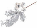 Rametti pick argentati con bacche bianche artificiali e decoro luminoso, set da 24 pezzi, cm 17 H (con gambo 29)