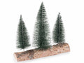 Decorazione natalizia a tronchetto in legno con 3 abeti artificiali innevati, set da 4 pezzi, cm 25 x 8,5 x 24 H