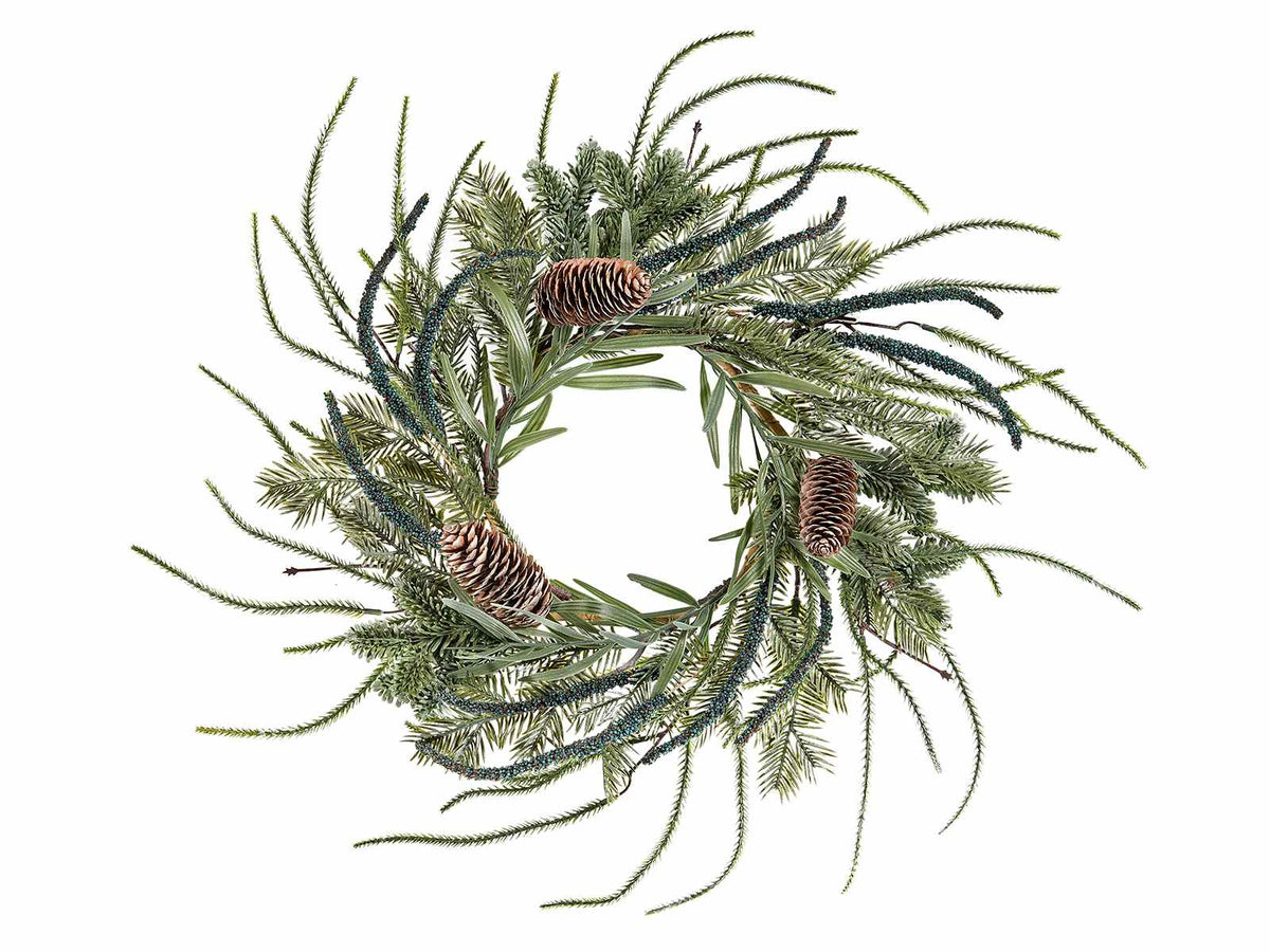 Ghirlande di Natale di abete artificiale con pigne, set da 2 pezzi, Ø 34 cm - Interno: Ø 13