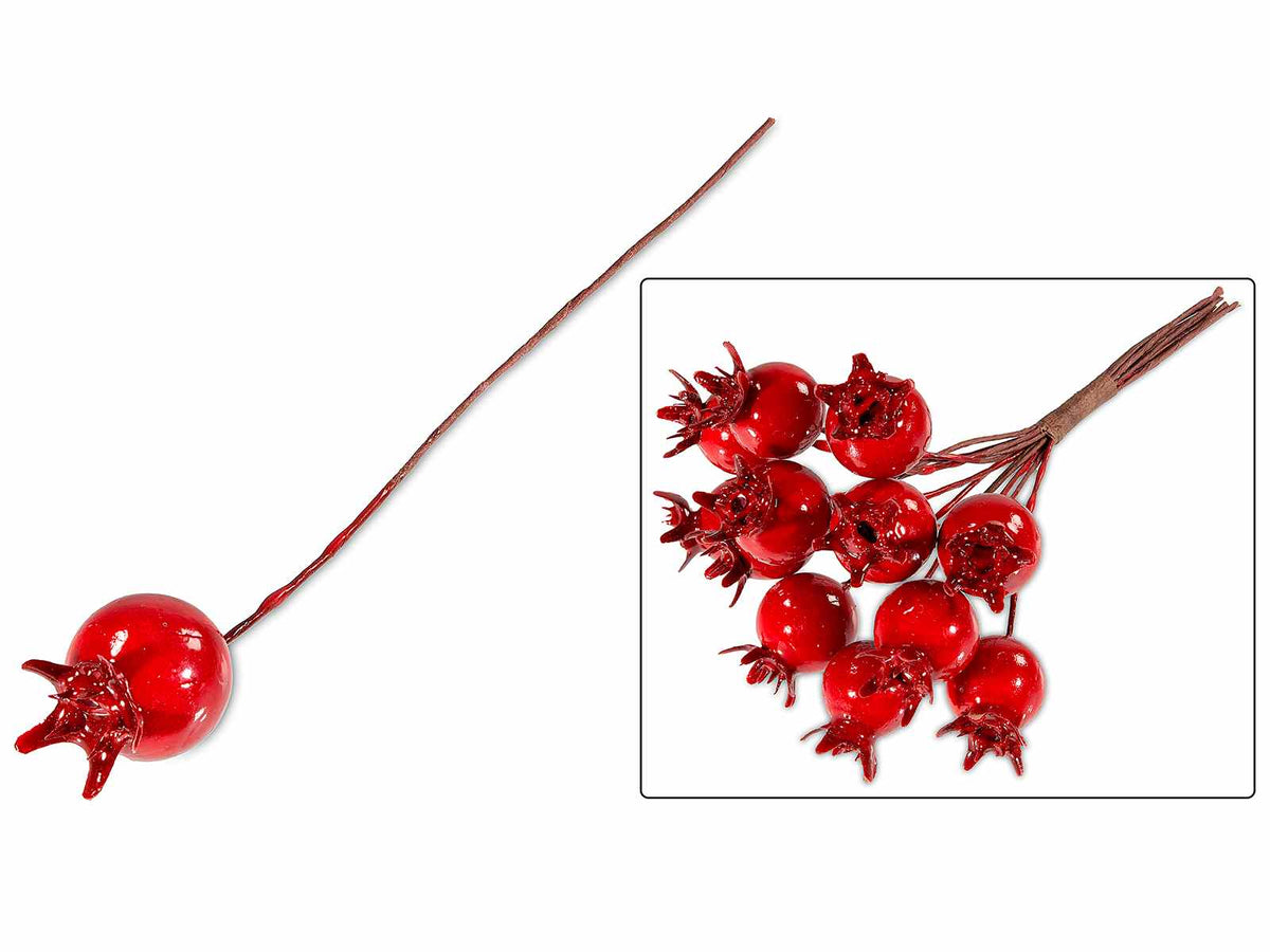 Bacche rosse artificiali con gambo modellabile, set da 120 pezzi, Ø 1,2 cm x 10 H