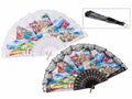 Ventagli souvenir Italia pieghevoli in plastica e tessuto con stampa paesaggi /, set da 12 pezzi, Aperto: cm 45 x 24 H