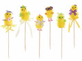 Pulcini di Pasqua decorativi su stick in legno, set da 36 pezzi, cm 5,5 H (con stick 17)