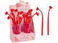 Penne a sfera con cuore in silicone flessibile in espositore da 20 pezzi, set da 20 pezzi, cm 23 H - Inchiostro: nero
