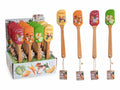 Spatole per alimenti in silicone colorato e legno con stampa e scritte frutti, set da 24 pezzi, Spatola: cm 5 x 26 H
