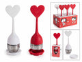 Infusori per tè / tisane in acciaio inox e silicone a forma di cuore, set da 12 pezzi, Infusore: Ø 4 x 15 H