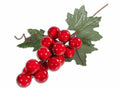 Rami decorativi natalizi di bacche rosse e foglie verdi artificiali, set da 20 pezzi, cm 17 H (con gambo 32,5)