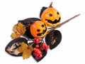 Rametti pick di Halloween con zucche, bacche rosse e foglie nere con dettagli, set da 20 pezzi, cm 15 H (con gambo 24)