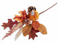 Rami decorativi di zucche in velluto, spighe, foglie autunnali e pigne innevate, set da 10 pezzi, cm 25 H (con gambo 45)