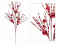 Rami decorativi di Natale di filamenti, palline e campanelle rosse, set da 8 pezzi, cm 45 H (con gambo 75)