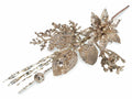 Rametti pick con stella di Natale e bacche glitterate e filamenti, set da 12 pezzi, cm 18 H (con gambo 30)