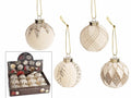Palline di Natale in finto vetro infrangibile bianca con decori a fantasia oro, set da 12 pezzi, Ø 8 cm