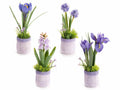 Vasi colorati ad effetto juta con fiori artificiali viola, set da 4 pezzi, cm 6,5 x 6 x 23 H