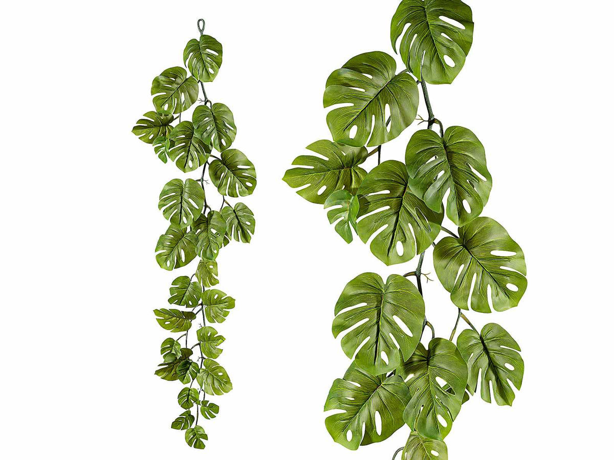 Rami a ghirlanda di foglie tropicali artificiali da appendere, set da 4 pezzi, m 1,15 (con gancio1,20)