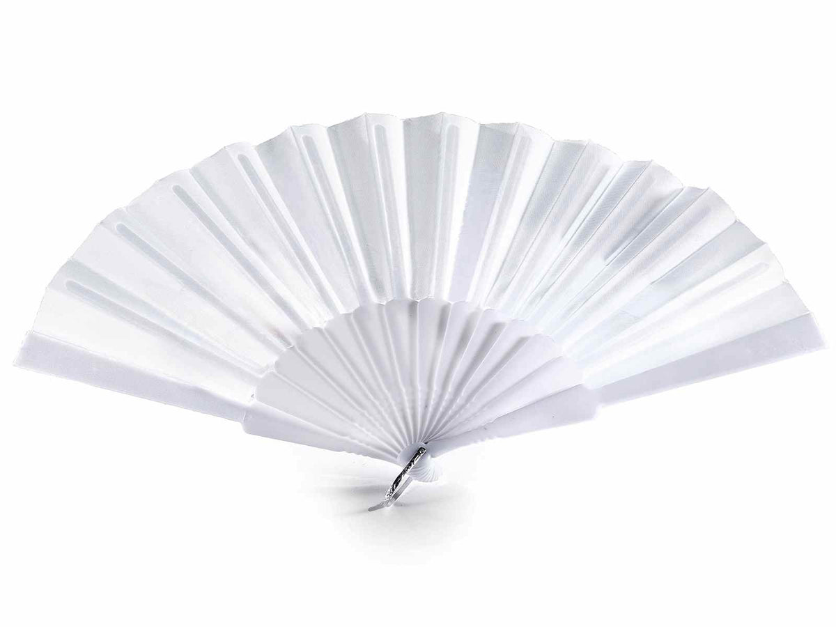 Ventagli bianchi in plastica con gancio, ideali per l'estate ma anche, set da 20 pezzi, Aperto: cm 40 x 24 H