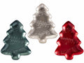 Vassoi natalizi in plastica rigida colorata a forma di Albero con decori, set da 6 pezzi, cm 21,5 x 28,5 H