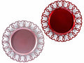 Sottopiatti in plastica rigida rosa e rosso con bordo decorato a forma di cuore, set da 6 pezzi, Ø 33 cm