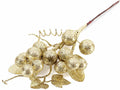 Rami pick natalizi di bacche e foglie dorate glitterate, set da 24 pezzi, cm 15 H (con gambo 26)