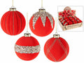 Palline di Natale in finto vetro rosso infrangibile con decori brillanti, set da 12 pezzi, Ø 9,5 cm