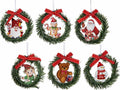Mini ghirlande di Natale con decorazione in legno e fiocco da appendere, set da 18 pezzi, Ø 9 cm