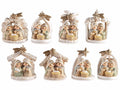 Statuine scene Presepe / Sacra Famiglia con stella cometa dorata realizzati, set da 8 pezzi, cm 6 x 3,5 x 6,5 H