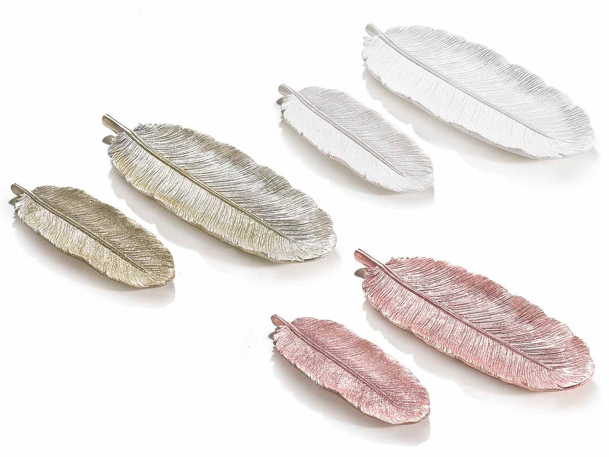 Piatti a forma di foglia in resina con glitter, set da 3 pezzi, Grande: cm 11,5 x 30,5 H