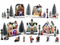 Set villaggio natalizio componibile in resina con luci da 30 pezzi. Include, Chiesa: cm 10,5x7,5x14,5 H