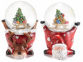 Sfere a neve su base in resina a Babbo Natale e renna con decori natalizi all'interno, set da 4 pezzi, Babbo: cm 8,5x7,5x10,5 H