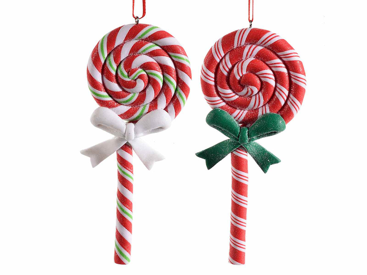 Lecca Lecca decorativi da appendere all'albero di Natale in pasta di resina, set da 10 pezzi, cm 6 x 14 H