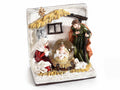 Statuina Presepe Sacra Famiglia a libro in resina con palla a neve e glitter, set da 2 pezzi, cm 12 x 8 x 12,5 H