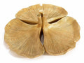 Piatto a vassoio decorativo in resina simil oro con 3 foglie Ginkgo, set da 2 pezzi, Ø 24 cm x 8 H