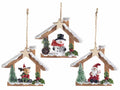 Casette natalizie in resina da appendere con pupazzo di neve, Babbo Natale e renna, set da 9 pezzi, cm 10,5 x 9 H