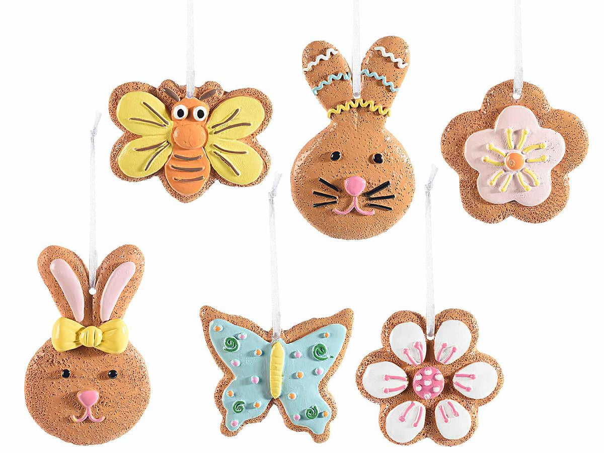 Decorazioni pasquali in resina colorata da appendere, set da 12 pezzi, Coniglio: cm 5,5 x 9 H