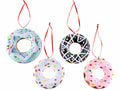 Ciambelle / donuts colorate per addobbi albero di Natale in pasta di resina, set da 8 pezzi, Ø 8,5 cm