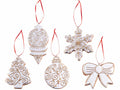 Addobbi natalizi in pasta di resina bianca da appendere ad albero, fiocco, set da 10 pezzi, cm 6,5 x 12 H