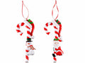 Addobbo albero a bastoncino di zucchero con personaggio natalizio in pasta, set da 8 pezzi, cm 8,5 x 17,5 H