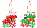 Addobbo albero a trenino di Natale in pasta di resina colorata con cordino, set da 10 pezzi, cm 10,5 x 10 H