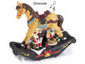 Carillon a cavalluccio a dondolo di Natale in resina con 8 musiche, personaggio, cm 24,5 x 9,5 x 22 H