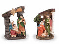 Decorazioni Presepe / Sacra Famiglia in resina colorata da appoggiare, set da 4 pezzi, cm 12 x 6 x 15,5 H