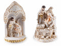 Presepe statuine Famiglia Sacra in resina con dettagli dorati da appoggiare, set da 6 pezzi, cm 6 x 4 x 11 H