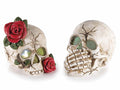 Teschi Halloween in resina con luci LED cangianti da appoggiare, set da 4 pezzi, cm 9,5 x 11 x 10 H